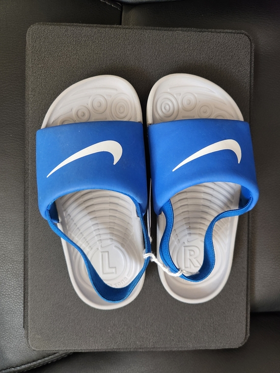 Nike Other - Nike Kids Blue Slide Sandals with White Swoosh and Heel Strap